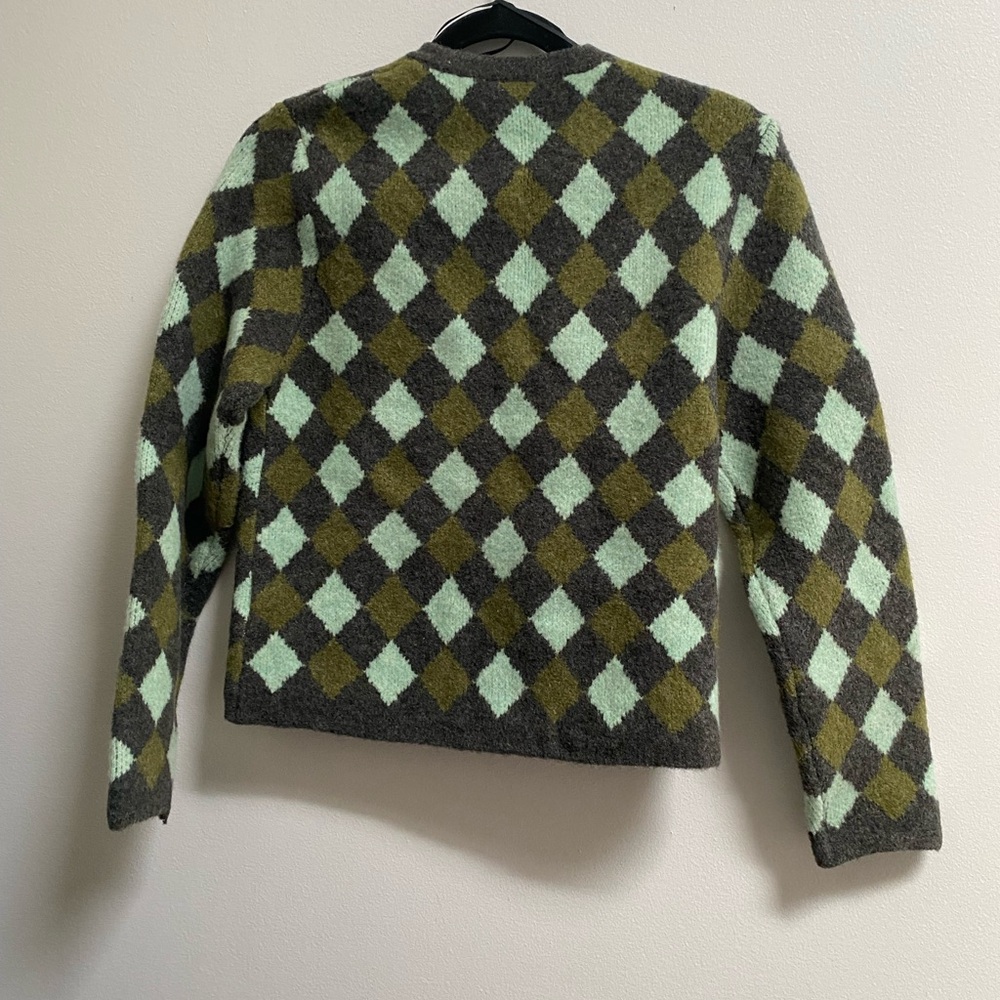 Zara Argyle Knit Jacquard Cardigan S - Picture 10 of 12